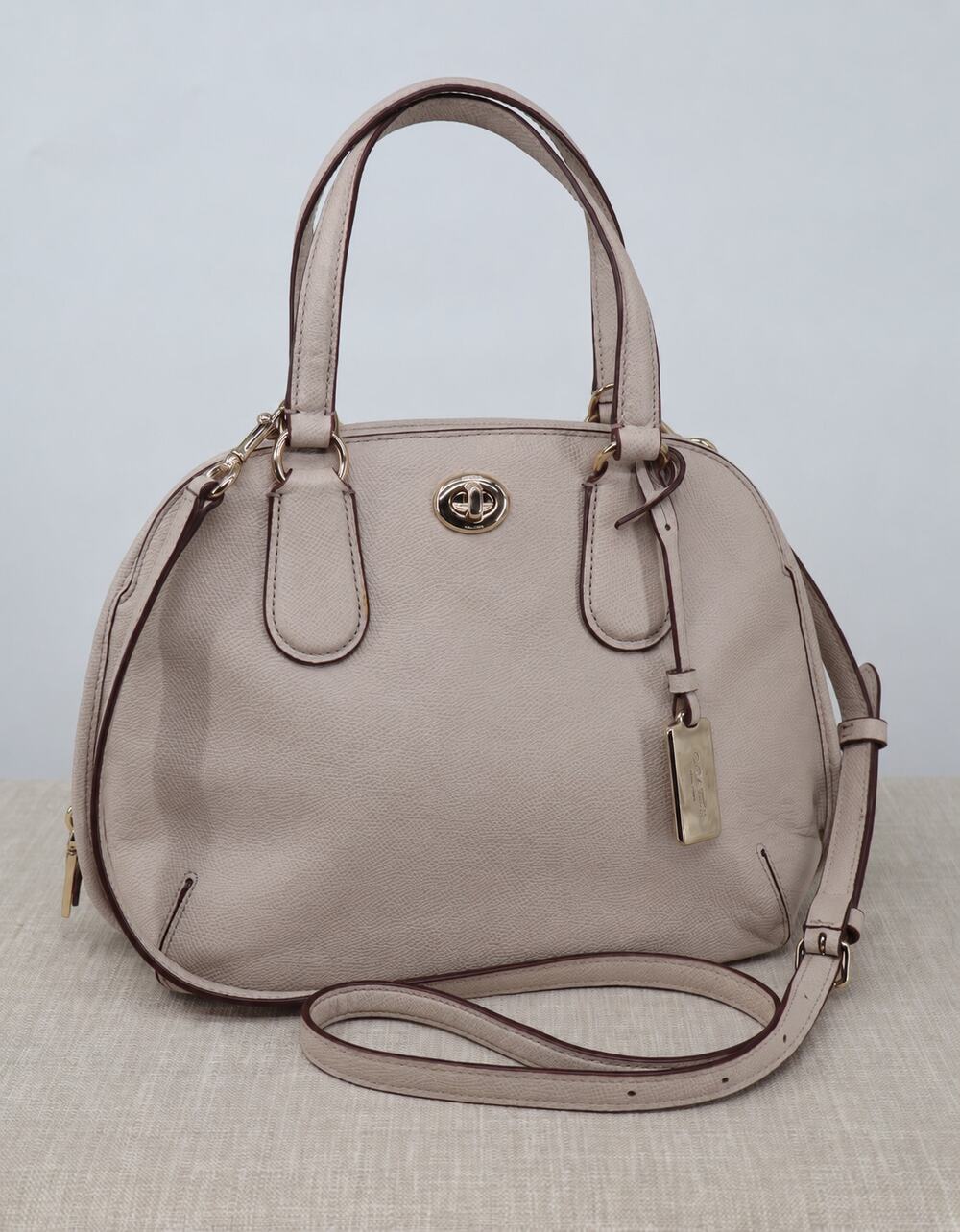 Coach Prince Street Mini Satchel 34940 Crossgrain Leather Crossbody Taupe
